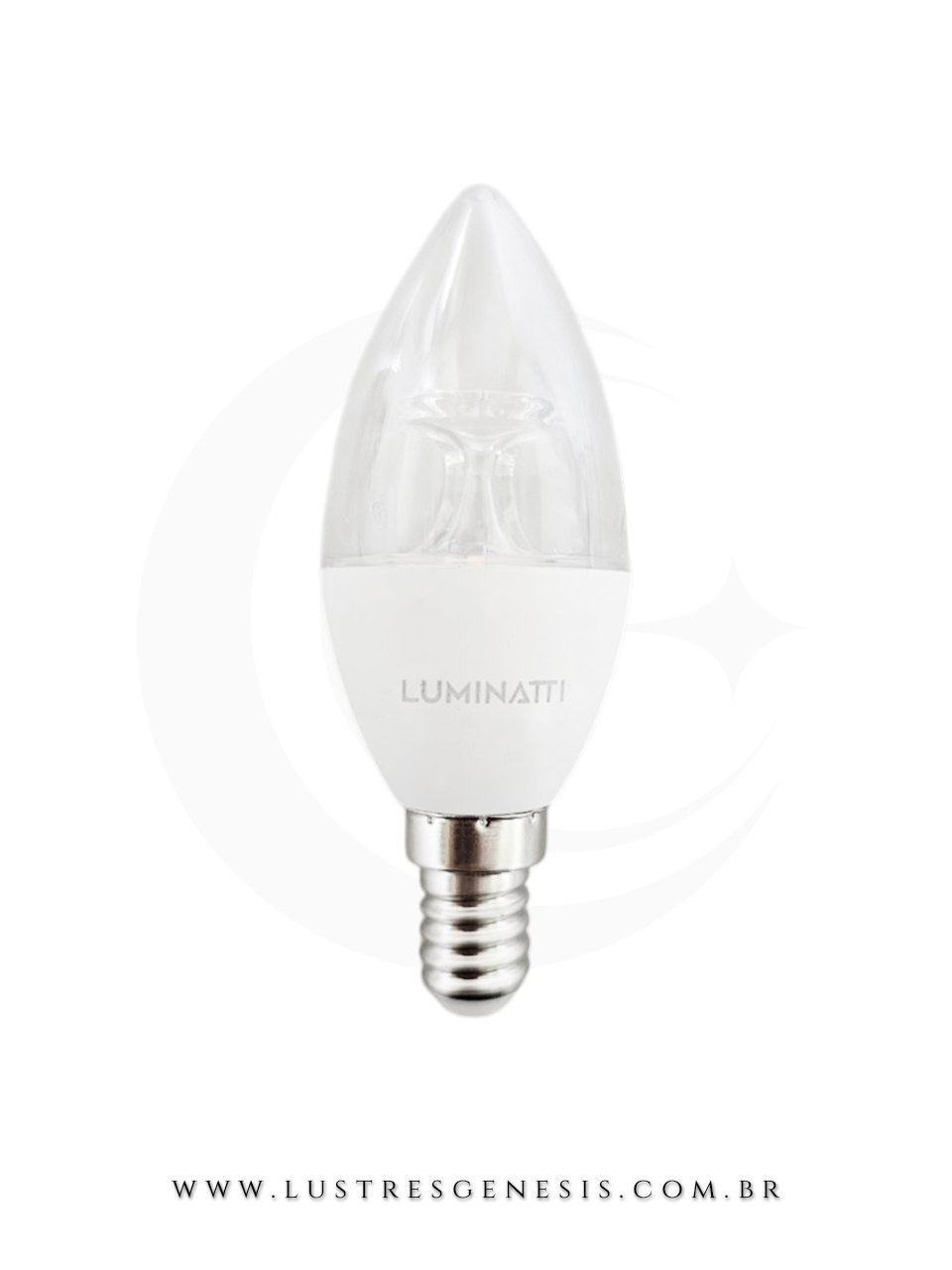 Luminaria LED Vela Lisa Transparente E14 4,5W Branco Quente 2700K Para Lustres Sala de Jantar Quarto Sala de Estar Corredor Lavabo